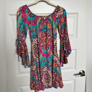 Honeyme Colorful Dress with Bell Sleeves